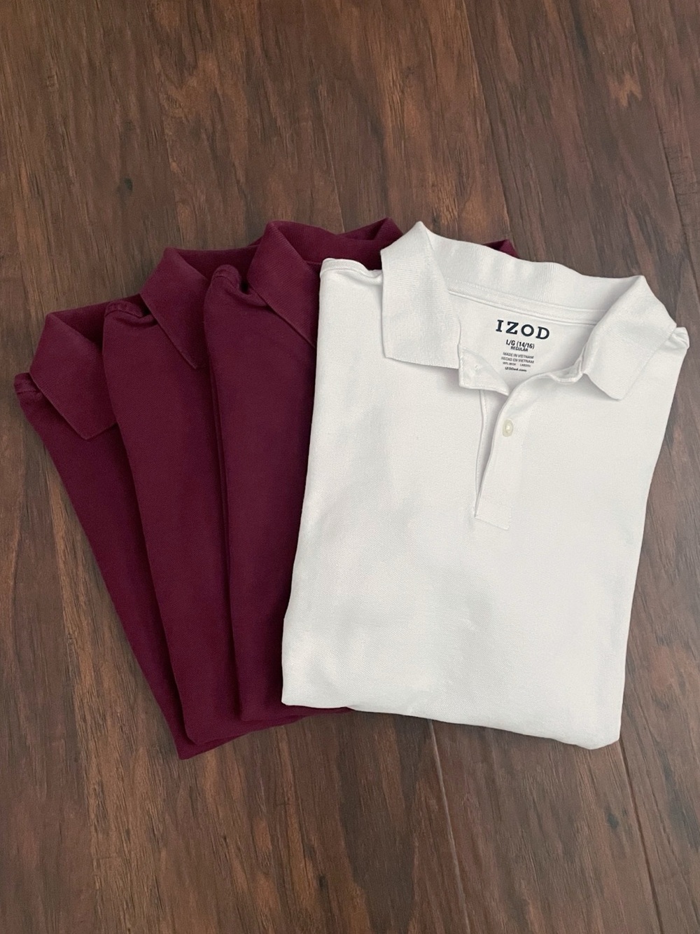 Izod White and Burgundy Short-Sleeve Polos - Classic Collared Set